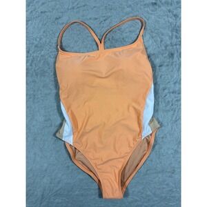 J.Crew Womens Racerback One Piece Swimsuit Size 8 Orange Preppy Sporty